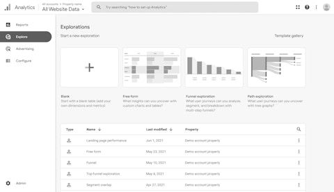 A screenshot of an Explore page with different types of graph templates.