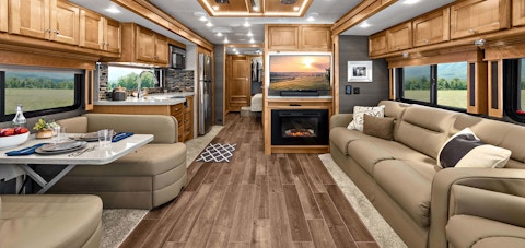 A picture of an RV with Gold Heat electric underfloor heating.
