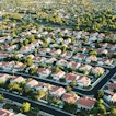 A wide overhead shot of a suburb.